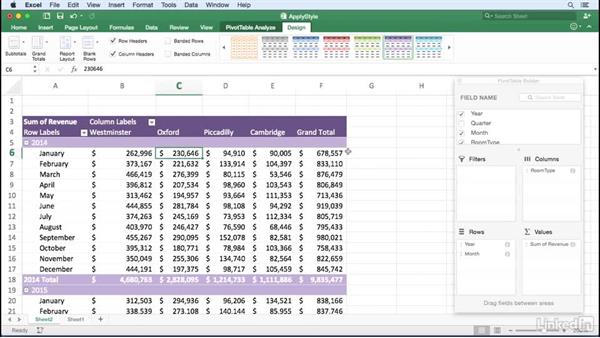 design tab in excel for mac